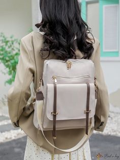 Bird in Bag - ZMBAG Ladies' Large Capacity Square Backpack Large Capacity Beige Satchel Backpack, Beige Large Capacity Satchel Backpack, Large Capacity Laptop Backpack, Beige Large Capacity Backpack For School, Beige School Backpack With Large Capacity, Tote Backpack With Zipper Closure For Commuting, Commuting Backpack Laptop Bag, Large Capacity Beige Rectangular Backpack, Beige Rectangular Backpack With Large Capacity