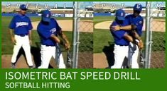 three pictures of baseball players hugging each other in the dugout with text reading,'sometricric bat speed drill softball hitting