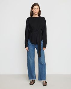 Nara Tie-Front Knit Sweater Long Sleeve Top With Tie Waist For Fall, Versatile Fall Tops With Tie Waist, Versatile Tie Waist Tops For Fall, Fall Workwear Tops With Tie Waist, Versatile Tops With Tie Waist For Work, Versatile Workwear Tops With Tie Waist, Versatile Tie Waist Tops For Work, Tie Front Sweater, Front Sweater