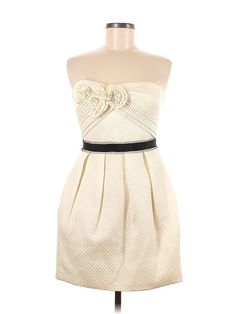 BCBGMAXAZRIA Cocktail Dress Size: 8 Ivory Dresses - used. 45% Cotton, 44% Polyester, 11% Metallic, Strapless, Short, Strapless | BCBGMAXAZRIA Cocktail Dress: Ivory Dresses - Used - Size 8 Elegant Cream Mini Dress Lined, Cream Lined Formal Dress, Cream Formal Lined Dress, Formal Cream Lined Dress, Cream Sleeveless Dressy Dress, Cream A-line Mini Dress For Formal Occasions, Cream Dressy Cocktail Dress, Strapless Cream Mini Dress For Spring, Chic Cream Strapless Dress