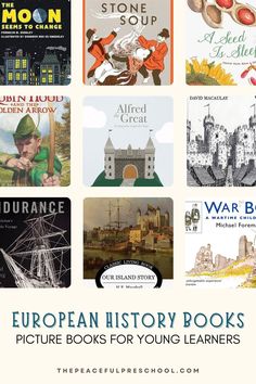 the european history books for young learners are available in several different languages and sizes