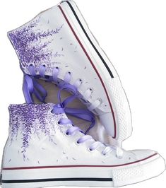 White Hand Painted Lace-up Sneakers, Casual Hand Painted White Sneakers, Purple Lace-up Canvas Shoes For Streetwear, Casual Hand Painted White Custom Sneakers, Casual Purple Canvas Shoes For Streetwear, Casual Purple Canvas Shoes With Rubber Sole, Purple Sneakers For Spring, Casual Purple High-top Canvas Shoes, Artistic White High-top Sneakers