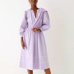 J Crew Long-Sleeve Smocked-Waist Midi Dress In Lightweight Chino. V-Neckline Fitted Waist Cinched At Wrist And Waist This Dress Is Perfect For That Not-Cold, Not-Hot, Can't-Figure-Out-What-To-Wear Kind Of Weather. 98% Cotton/2% Elastane. Machine Wash. Never Worn. Long Sleeve Ruched Cotton Dress, Spring Cotton Midi Dress With Elastic Sleeves, Cotton Smocked Midi Dress With Gathered Sleeves, Cotton Midi Dress With Smocked Cuffs For Daywear, Long Sleeve Midi Dress With Gathered Waist For Daywear, Casual Long-sleeved Midi Dress With Gathered Waist, Spring Midi-length Smocked Dress With Elastic Sleeves, Casual Long Sleeve Midi Dress With Gathered Waist, Spring Midi Dress With Bishop Elastic Sleeves