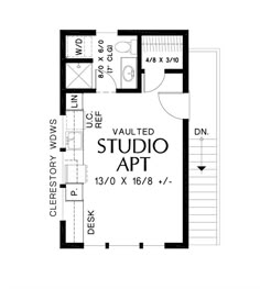 the first floor plan for a studio apartment with an attached bathroom and living room area