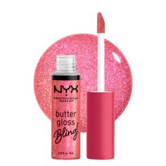 Nyx Butter Gloss, Butter Gloss, Glossier Lip Gloss, Metallic Lips, Glitter Lip Gloss, Shiny Lips, Gloss Labial, Favorite Makeup Products, Perfect Lips