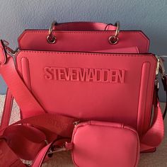 Brand New With Tags Steve Madden Cross Body Bag Color Bright Pink Size M Steve Madden Bevelyn, Purse Steve Madden, Steve Madden Bags Handbags Totes, Steve Madden Bags Cross Body, Bag Steve Madden, Steve Madden Crossbody Bag Pink, Adidas Duffle Bag, Steve Madden Backpack, Strawberry Soda