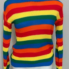 Nwt, Never Worn Rainbow Sweater From Hot Topic. Fits Like A Small Sweaters Rainbow, Harry Potter Cardigan, Oversized Rainbow Casual Sweater, Hot Topic Sweater, Lgbtq Sweaters, Rainbow Long-sleeve Winter Hoodie, Yellow Flannel, Flannel Hoodie, Fair Isle Cardigan