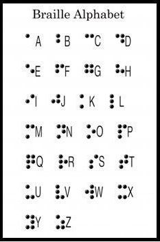 the braille alphabet is shown in black and white