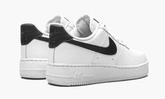 White/black/white leather Air Force 1 '07 sneakers from NIKE featuring signature Swoosh logo detail, pebbled texture, panelled design, perforated, logo patch at the tongue, round toe, front lace-up fastening and signature Air cushioning.  These styles are supplied by a premium sneaker marketplace.  Stocking only the most sought-after footwear, they source and curate some of the most hard to find sneakers from around the world. . Stadium Goods, Swoosh Logo, Air Force 1 Low, Nike Cortez Sneaker, Nike Air Force 1, Nike Air Force Sneaker, Air Force 1, Nike Air Force, Black Nikes