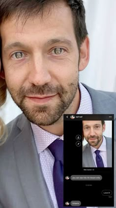 a man in a suit and tie is looking at the camera with a smile on his face