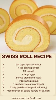 the instructions for how to make swiss roll bread