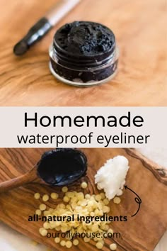 Homemade waterproof eyeliner made with beeswax, oil, and activated charcoal. With just 3 ingredients, it is super easy to make and use. Diy Natural Makeup, 3 Ingredient Recipe, Makeup Recipes, Homemade Makeup, Natural Beauty Recipes, Homemade Cosmetics, Diy Body Care, Carrier Oil, Diy Cosmetics