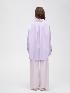 Details: Lavender purple coloured shirt is dreamy and romantic, quiet and elegant.Loose oversize versionHerringbone pleat design on the backEmbroidered chest pocket Materials & Care: Cotton 100% Hand wash | Dry clean Do not bleach Size & Fit: Model is 5'7", Bust 32, Waist 24, Hips 35, wearing a size S Item #: JN1BL04 Elegant Purple Cotton Blouse, Purple Oversized Button-up Top, Oversized Lavender Cotton Top, Oversized Purple Button-up Top, Purple Cotton Blouse With Relaxed Fit, Purple Button-up Daywear Shirt, Purple Relaxed Fit Blouse For Daywear, Oversized Purple Tops For Work, Oversized Purple Workwear Tops