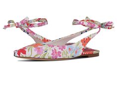 Nine West Bop 2 - Women's Shoes : White Floral : Pair the classic and cute Nine West Bop 2 sandal with your outfit and rock the look effortlessly. Textile upper. Man-made lining. Slingback style. Pointed toe construction. Ankle wrap tie closure. Man-made outsole. Imported. Weight of footwear is based on a single item, not a pair. Chic Summer Slingback Pumps With Ankle Strap, Chic Slingback Pumps With Ankle Strap For Summer, Trendy Flat Heel Slingback Sandals With Strap, Summer Slingback Pumps With Heel Strap, Closed Toe, Trendy Summer Slingback Pumps With Ankle Strap, Chic Open Toe Slingback Pumps For Spring, Trendy Spring Slingback Pumps With Closed Toe, Trendy Closed Toe Slingback Pumps For Summer, Trendy Closed Toe Slingback Pumps For Spring