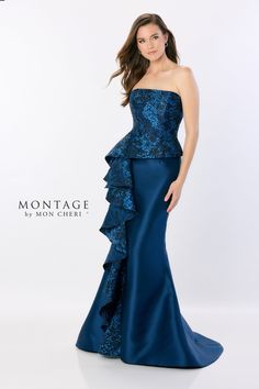 Montage Mother of the Bride Montage: M2228 Montage By Mon Cheri, Cameron Blake, Peplum Designs, Trumpet Gown, Dress Order, Mon Cheri, Mermaid Gown, Bride Dresses, Formal Evening Dresses