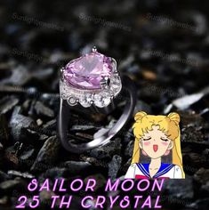 sailor moon ring with pink crystal stone