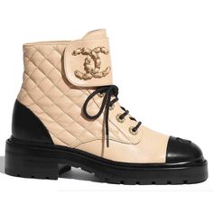 Chanel 20a Black Beige Quilted Cc Chain Combat Lace Up Tie Ankle Short Boots 40.5 ********** Chanel ********** Brand: Chanel Size: 40.5 (Know Your Chanel Size) Name: Chain Around Color: Beige &; Black Style: Combat Boots Style: 20a Style#: G36424 X51906 C0204 Material: Lambskin / Calfskin Cc Cap Toe Logo Cc Large Gold Chain Around Logo Quilted Pattern Lace Up Tie Front Black / Beige Lambskin &; Calfskin Leather Material Stacked Back Heel Brand New In Box, Comes With Box And Dust Bag 100% Authent Style Combat Boots, Quilted Shoes, Combat Boots Style, Chanel Boots, Brown Knee High Boots, Chanel Brand, Lace Up Combat Boots, Chanel Black, Chanel Shoes