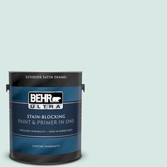 behr premium plus ultra satin exterior paint and primer in one, light blue