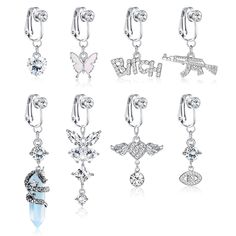 six pairs of charms with charms on them