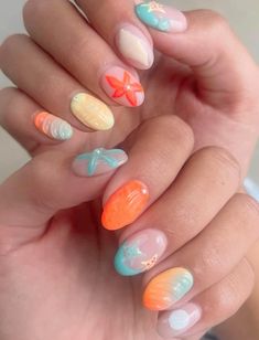 Nails by @naileditby.em Summer Beach Nails, Olivia Art, Summer Nails Beach, Gel Nail Design, Beach Nails, Spring Nails