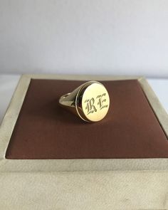 Gold Signet Ring that can be personalized with your desired letter, monogram, initials, or vector design. A handmade piece that has been brought to life with the combination of fine goldsmith techniques and the latest technology. 📩 Leave us a message with your custom personalization, letter, initials, logo, or any design imagined. Solid Gold Ring - Rings For Men - Initial Ring - Monogram Ring - Letter Ring - Danelian Jewelry Workshop Dimensions: 1.5 x 1.4cm wide at top. Your custom signet ring Classic 14k Gold Initial Ring For Personalized Gift, Monogrammed Yellow Gold Rings As Personalized Gift, Personalized Initials 14k Gold Rings, Personalized 14k Gold Rings With Initials, Timeless Personalized Initial Ring For Anniversary, Classic Initial Ring For Personalized Gift, Personalized 14k Gold Engraved Ring With Name, 14k Gold Initial Ring For Personalized Gift, Engraved Yellow Gold Ring With Name