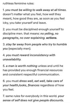 Rules For Women To Live By, Tips For Setting Boundaries, Rules To Set For Yourself, How To Start Setting Boundaries, Ruthless Feminine, How To Learn Who You Are, How To Be Humble Tips, Setting Boundaries Aesthetic, How To Humble Yourself