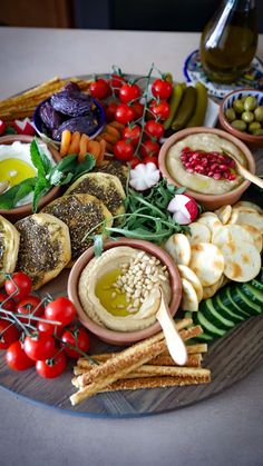 a platter filled with different types of appetizers