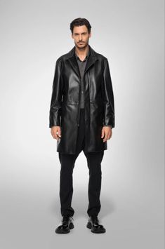 Men's Casual Leather Coat In Black Elevate your everyday style with our men's casual leather coat. Crafted from premium sheepskin with a semi-aniline finish, this coat offers a luxurious feel and superior durability. It features a classic turn-down collar, open hem cuffs, and a smooth zipper closure for a refined look. Equipped with two inside pockets and two side pockets, it combines functionality with timeless design, perfect for any occasion. Outer Shell: Genuine Leather Leather Type: Sheepskin Leather Finish: Semi-aniline Closure Style: Zipper Collar Style: Turn Down Cuffs Style: Open Hem Inside Pockets: Two Outside Pockets: Two Side Pocket Color: Black Leather Shorts Women, Short Leather Skirts, Leather Jumpsuit, Shearling Vest, Studded Jacket, Distressed Jacket, Sheepskin Jacket, Western Jacket, Aviator Jackets