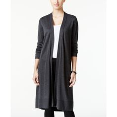 Alfani Womens Duster Cardigan -New With Tags Size Large Dark Grey Collarless; Open Front 65% Rayon / 35% Nylon Knee Length Womens Duster, Long White Top, Long White Cardigan, Long Open Cardigan, Embellished Cardigan, Color Block Cardigan, Red Cardigan, Duster Cardigan, Long Sweaters Cardigan