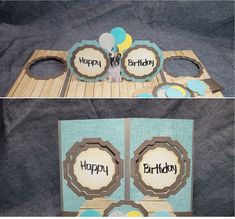 a birthday card made out of cardboard and some paper with the words happy birthday on it