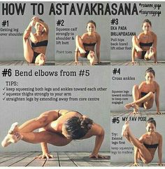 an image of a woman doing yoga poses on the floor with instructions for how to do it