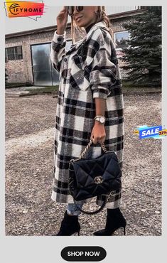 New Fashion Plaid Long Woolen Coat Plaid Collared Outerwear For Winter, Collared Plaid Winter Outerwear, Oversized Plaid Outerwear For Winter, Casual Long Fall Outerwear, Oversized Collared Outerwear For Fall, Casual Long Outerwear With Button Closure, Plaid Long Sleeve Outerwear For Winter, Plaid Long Sleeve Outerwear For Fall, Plaid Long Sleeve Winter Outerwear