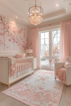 51 Simply Adorable Baby Girl Nursery Ideas You’ll Love! Baby Zimmer Ikea, Blush Nursery, Baby Nursery Inspiration, Floral Wall Decals, Nursery Room Design, Girl Nursery Room, Baby Room Inspiration