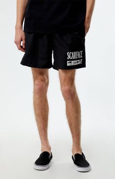 Level up your swimwear with the classic Scarface Swim 4.5" Trunks. This pair is designed with an elasticated waistline, side pockets, a single back pocket, a regular comfortable fit, mesh lining, and iconic Scarface movie graphics.


	Elastic stretch waistline
	Side pockets
	Standard fit
	Sarface graphics
	Mesh lining
	Back pocket
	15" Outseam | 4.5" inseam
	Model is wearing size medium
	Model Measurements: 6'1.5” Height, 28” Waist, 32” Inseam
	Machine washable Movie Graphics, Scarface Movie, Man Swimming, Model Measurements, Level Up, Pacsun, Comfort Fit, Swimming, Mesh