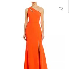 Never Worn. So Pretty Orange One Shoulder Dress. Orange Evening Gown, Orange Formal Dresses, Orange Gown, Cutout Gown, Evening Dress Collection, Colorful Dresses Formal, Dress Guide, One Shoulder Gown, Gowns Online