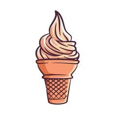 an ice cream cone is shown on a white background