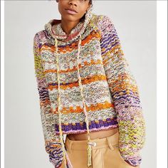 Multicolored C02152228cxs Line Through Name To Prevent Store Returns. Multicolor Fall Hoodie With Ribbed Cuffs, Multicolor Hoodie With Ribbed Cuffs For Fall, Multicolor Hoodie Sweater For Fall, Free People Winter, Winter Bright, Essential Hoodie, Fox Sweater, Free People Cardigan, Exaggerated Sleeves