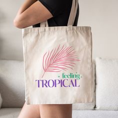 This Tropical Beach Tote Bag is a stylish upgrade to reusable tote bags. This summer Inspired canvas tote bag make a great reusable tote for yourself or as a gift tote for beach lovers.  ⚡ USA fast delivery. We deliver most of our orders within a week. ⚡ Our Tote Bags are made with 100% cotton sheeting. Add their reinforced handle stitching to the mix, and you got a reliable bag rich in both practicality and durability. These durable totes are crafted with a last technological DTG printer for a Tropical Bag, Vacation Tote Bag, Tropical Gifts, Summer Tote Bag, Flower Tote, Floral Tote Bag, Summer Tote Bags, Bag Flower, Gift Totes