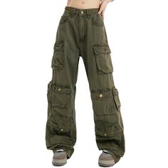 Buy Military Green Wide Leg Cargo Pants Unisex Alt Grunge online at Orezoria. Free shipping in the US and worldwide. Use WANT5 for 5% OFF Goblincore Pants, Green Grunge Aesthetic Outfits, Green Punk Outfits, Fairy Grunge Pants, Grunge Bottoms, Green Grunge Outfit, Cargo Green Pants, Cargo Pants Grunge, Dark Green Cargo Pants