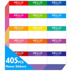 the name stickers are all different colors