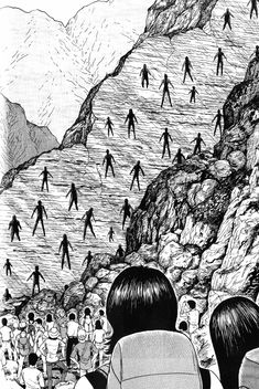 an image of people standing on the side of a mountain