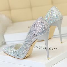 Gender:Women Item Type:Pumps Upper Material:Sequined Cloth Heel Height:Super High (8cm-up) Model Number:K00601 Outsole Material:Rubber Closure Type:Slip-On Insole Material:PU Toe Shape:Pointed Toe Lining Material:PU is_handmade:Yes Heel Type:Thin Heels Pump Type:Basic With Platforms:No Fit:Fits true to size, take your normal size Style:Fashion Brand Name:HAJINK Fashion Element:Bling Heel Height:10cm Women Pumps:Women Pumps Shoes Shoes Woman :Women Heels Season:Spring/Summer/Autumn Occasion:Casua Pink Prom Shoes, Nice High Heels, Gold Prom Shoes, Cinderella Wedding Shoes, Crystal High Heels, Cinderella Wedding, Basic Heels, Pump Types, Stiletto Shoes