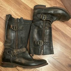 Gently Used, Barely Worn, Cute Buckles, Rustic Look Woman Bedding, Bed Stu, Moto Boots, Black Boots, Size 7, Women Shoes, Boots, Bed, Women Shopping