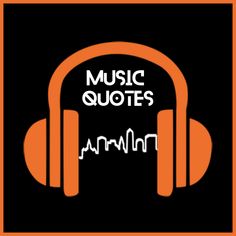 headphones with the words music quotes on it and an orange frame in the middle