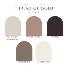 the color scheme for threadd of gold home, with different shades and colors to choose from