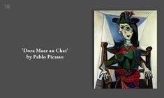 a painting of a woman sitting in a chair with her hands on her hips and the words dorsa mar au chat by pablo