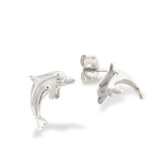 14K Yellow Gold Dolphin Stud Earrings. The earrings measure approximately 3/8". Ring Watch, Fine Jewels, Pendant Rings, Chain Earrings, Earring Necklace, Dolphins, Jewelry Collection, Yellow Gold, White Gold