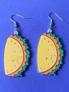 Pair of novelty earrings. Perfect gift!  Any questions, please do not hesitate to ask.  I aim to post all items within 24hours of payment received and can combine postage if multiple items purchased :) Cheetos Earrings, Kfc Earrings, Mexican Fast Food, Quirky Handmade Yellow Earrings, Taco Earrings, Playful Hand-painted Dangle Earrings, Food Mexican, Novelty Earrings, Earrings Acrylic