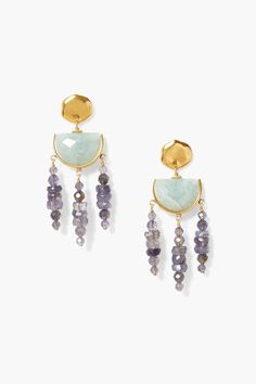 Chan Luu Luna Chandelier Earrings - Iolite Mix Stone Wrapping, Chandelier Style, Aquamarine Stone, Information Design, Chan Luu, Stunning Earrings, Half Moon, Chandelier Earrings, Exquisite Design