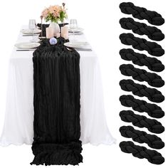 PRICES MAY VARY. 1 🍙【Product Information】The package includes 10 pieces of black gauze table runners, elegant and good looking design, exquisite in craftsmanship, and the quantity is sufficient for your daily use and replacement needs, which is perfect for home decor, wedding table decorations and party table decorations. 🍙【Size】The size of each cheesecloth table runner is about 35 x 120 inches, which can fit for most kinds of tables, appropriate for a table that can seat 8-10 people. Large en Rustic Romantic Wedding, Table Runner For Wedding, Gauze Table Runner, Cheesecloth Table Runner, Wedding Runner, Boho Table Runner, Boho Table, Chic Table, Handmade Table Runner